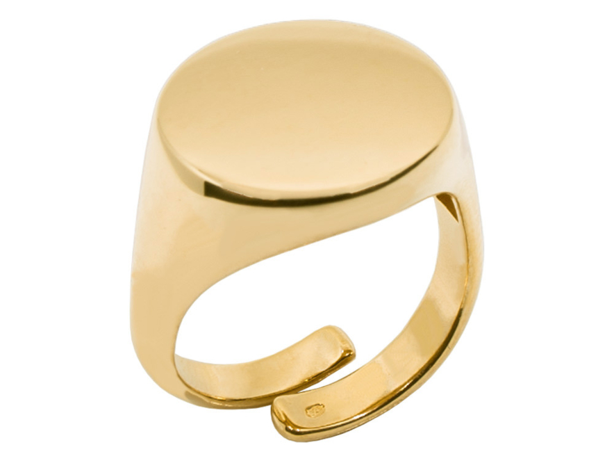 Lorenzo Zegelring Heren Verstelbaar Verguld 925 Sterling Zilverproduct image #1